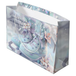 Sacola Para Presentes Grande Crie Seus Próprios Skates De Gelo De Natal Floral