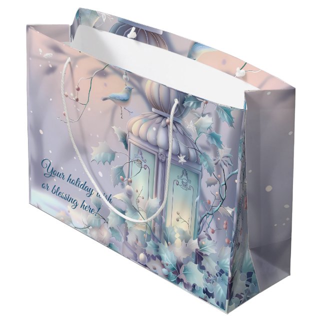 Sacola Para Presentes Grande Crie Sua Lantera De Natal Roxo (Verso inclinado)