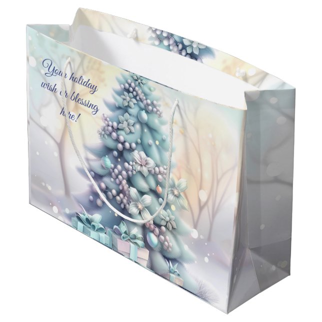 Sacola Para Presentes Grande Crie Sua Própria Árvore de Natal Floral Chique (Verso inclinado)