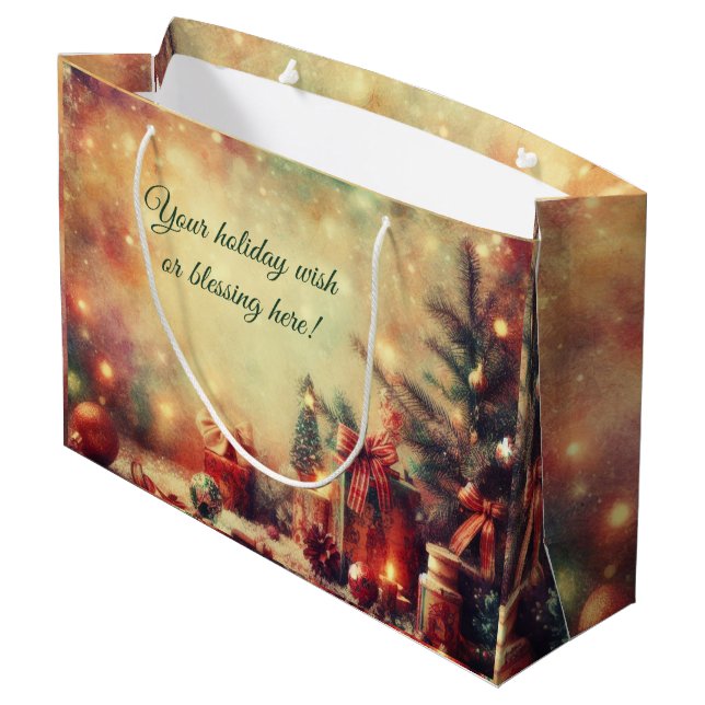 Sacola Para Presentes Grande Crie sua própria árvore de Natal romântica (Verso inclinado)