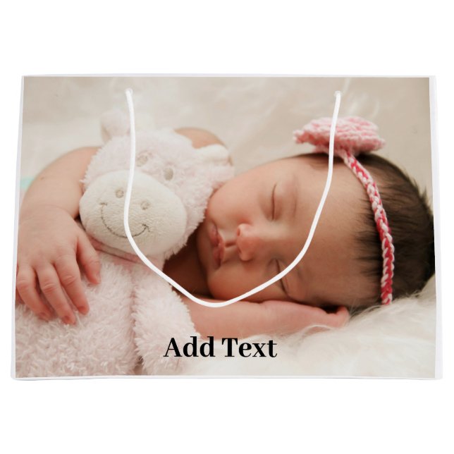 Sacola Para Presentes Grande Crie sua própria foto e texto personalizados (Frente)