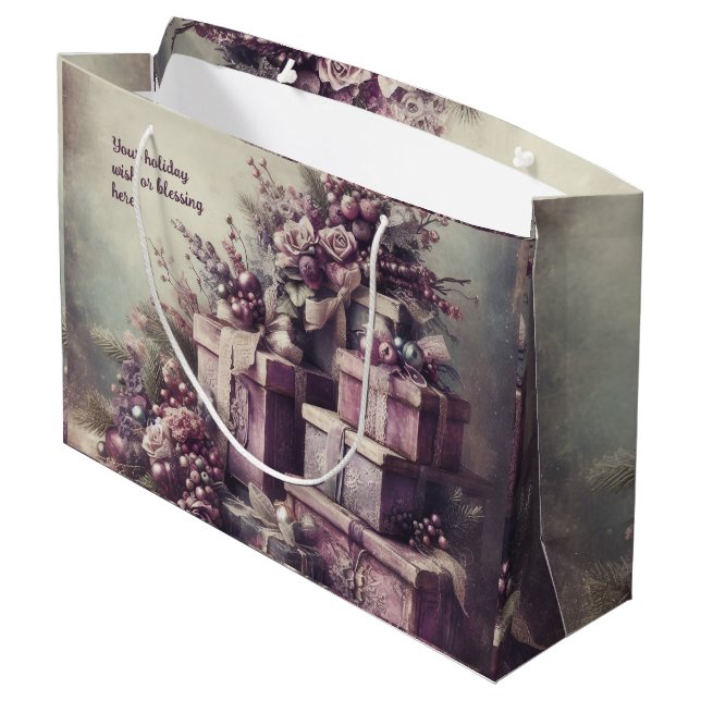 Sacola Para Presentes Grande Crie Sua Própria Roxa Romântica E Cinzas Presentes (Verso inclinado)