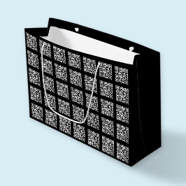 Sacola Para Presentes Grande Crie um padrão de código QR em mosaico | Cor editá