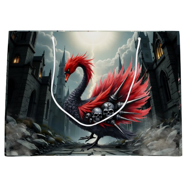 Sacola Para Presentes Grande Crimson Cathedral Swan. (Frente)