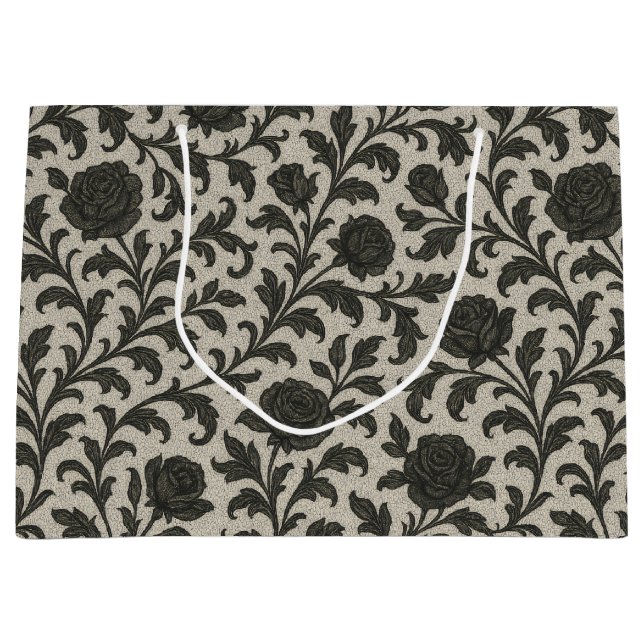 Sacola Para Presentes Grande Crimson Nocturne Bloom Victorian (Frente)