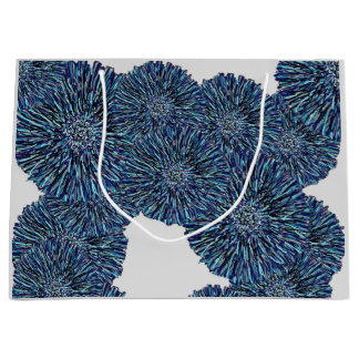 Sacola Para Presentes Grande Crisântemo azul