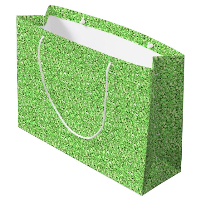 Sacola Para Presentes Grande Cristal Druzy - peridot verde (Verso inclinado)