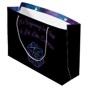 Sacola Para Presentes Grande Critérios D20 Azul RPG Fantasy Tabletop Gamer D