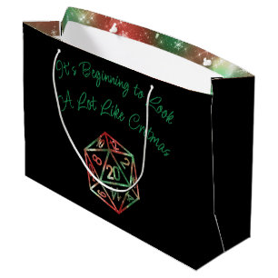 Sacola Para Presentes Grande Critérios RPG   XMAS Fantasy Tabletop Gamer Dice