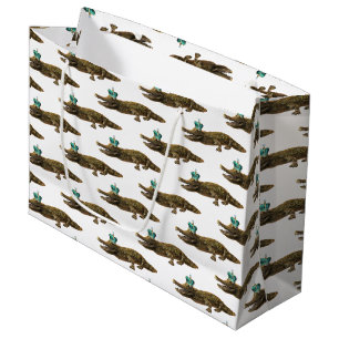 Sacola Para Presentes Grande Croc Real - Jewel Alligator