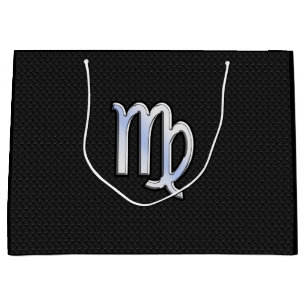 Sacola Para Presentes Grande Cromo como Virgo Sinal Zodiac na pele de cobra
