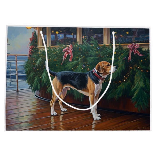 Sacola Para Presentes Grande Cruzeiro de Natal da Beagle: Delito de Férias Paws (Verso)