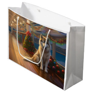 Sacola Para Presentes Grande Cruzeiro de Natal do Alaskan Malamute: Feriado Paw