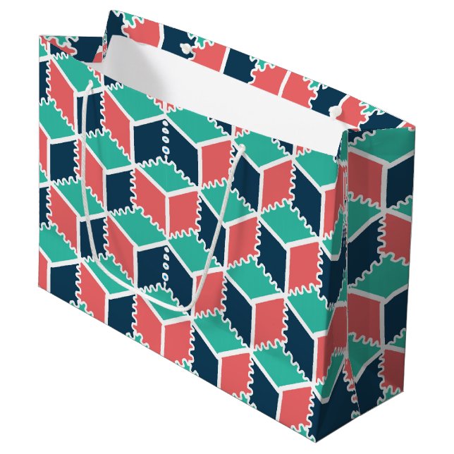 Sacola Para Presentes Grande Cubo Geométrico na moda Moderno (Frente inclinada)