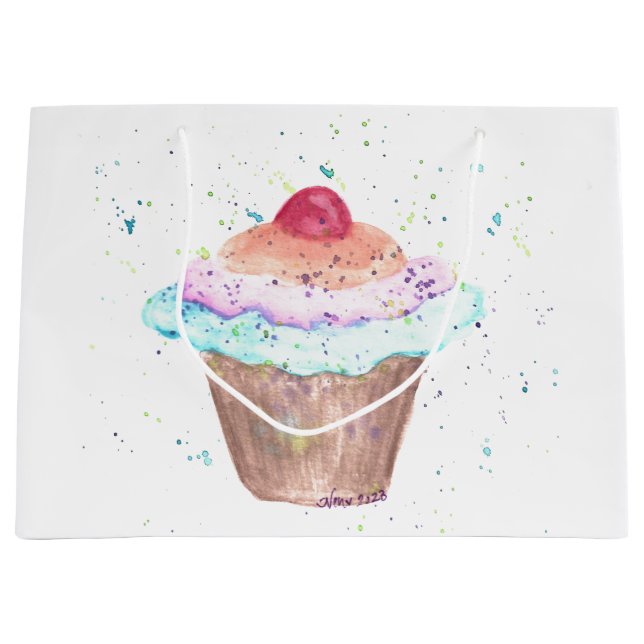Sacola Para Presentes Grande Cupcake de Celebração - Grande Saco de Presente (Frente)