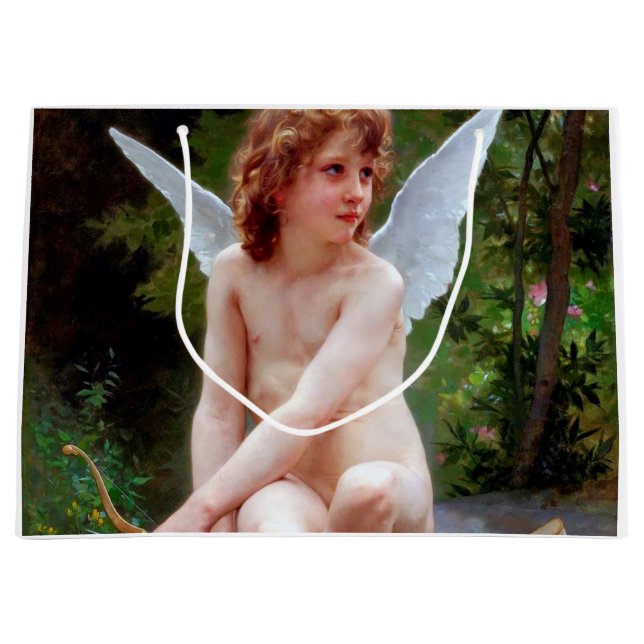 Sacola Para Presentes Grande Cupido, Bouguereau (Frente)