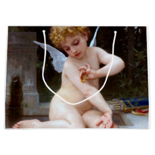 Sacola Para Presentes Grande Cupido com borboleta, Bouguereau
