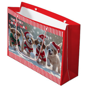 Sacola Para Presentes Grande Cuppies de Natal em Suéteres Brincando de Neve