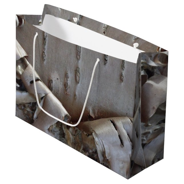 Sacola Para Presentes Grande Curly Birch Bark Tree Rustic (Frente inclinada)