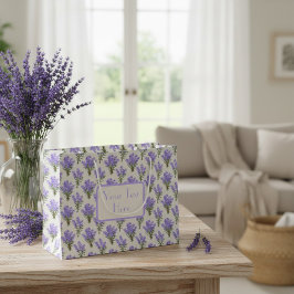 Sacola Para Presentes Grande Custom Large Paper Bag with Lavender Pattern
