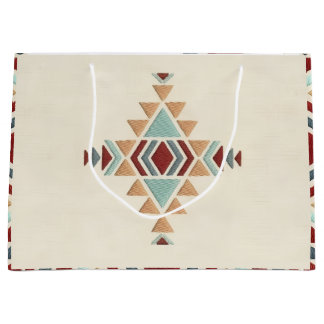 Sacola Para Presentes Grande Custom Moroccan Geometric Embroidery 