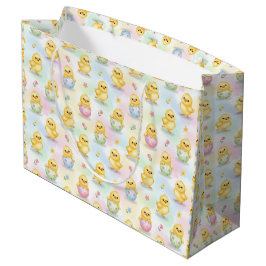 Sacola Para Presentes Grande Cute Baby Chick Watercolor Easter