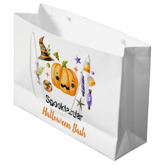 Sacola Para Presentes Grande Cute Boo Pumpkin Spooktacular Festa de Halloween B (Frente inclinada)