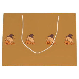 Sacola Para Presentes Grande Cute Capybara with Pumpkin Gift Bag |