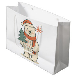 Sacola Para Presentes Grande Cute Christmas Polar Bear Scandinavian Winter