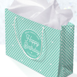 Sacola Para Presentes Grande Cute Happy Birthday Name Any Age Pretty Mint
