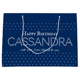 Sacola Para Presentes Grande Cute Hearts Pattern Elegant Navy Blue 