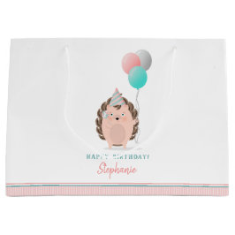 Sacola Para Presentes Grande Cute Hedgehog Birthday