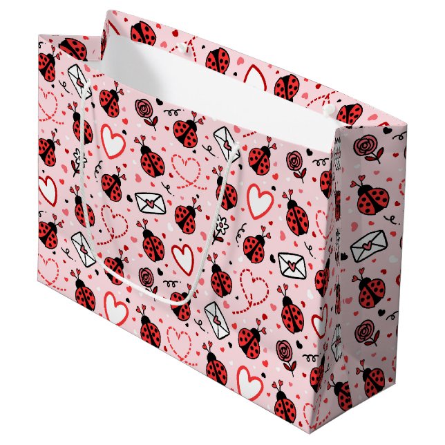 Sacola Para Presentes Grande Cute Ladybug Pattern Large Gift Bag (Frente inclinada)
