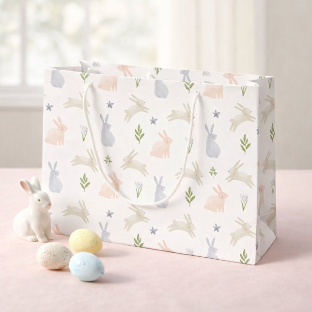 Sacola Para Presentes Grande Cute Pastel Easter Bunny Spring (Criador carregado)
