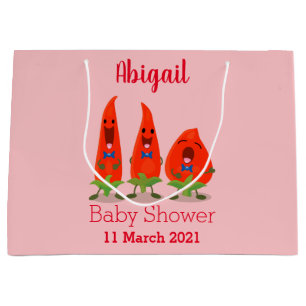 Sacola Para Presentes Grande Cute singing chilli peppers cartoon illustration