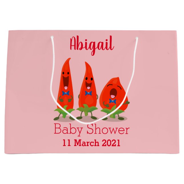 Sacola Para Presentes Grande Cute singing chilli peppers cartoon illustration (Frente)