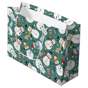 Sacola Para Presentes Grande Cute Snowmen