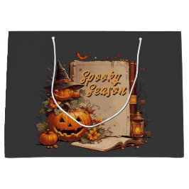Sacola Para Presentes Grande Cute Whimsical Halloween Spooky Season Black 