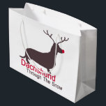 Sacola Para Presentes Grande Dachshund Através Da Neve<br><div class="desc">Dachshund através da neve...  cão de caça de férias divertido...  com o tema de cão de rena de Natal com galhadas de Ricaso</div>