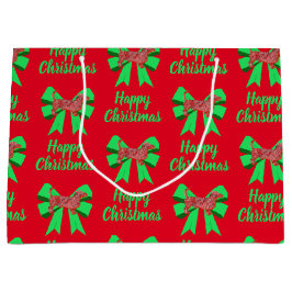 Sacola Para Presentes Grande Dachshund Daxie Cachorro de Natal e Arco Verde