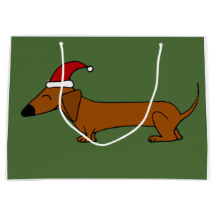 Sacola Para Presentes Grande Dachshund engraçado no saco do presente do Natal