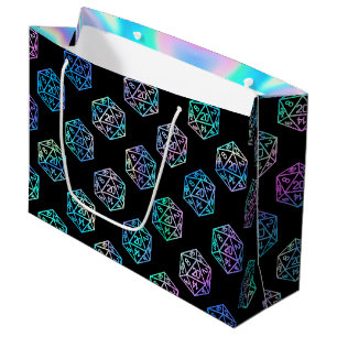 Sacola Para Presentes Grande Dados de RPG   Gamer de Mesa Retro Fantasia Holo P