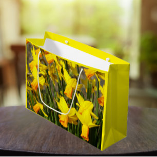 Sacola Para Presentes Grande Daffodils Amarelo Brilhante