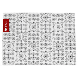 Sacola Para Presentes Grande Dainty Charcoal and Crème Motif