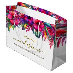 Sacola Para Presentes Grande Dama de Honra de Casamento Colorido no Jardim Trop