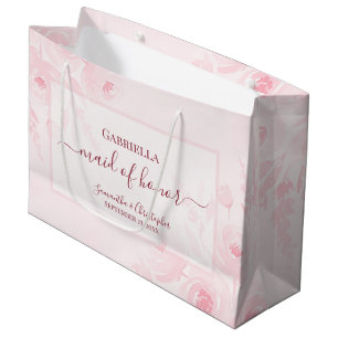 Sacola Para Presentes Grande Dama de Honra de Casamento Floral Boho Rosa em Aqu