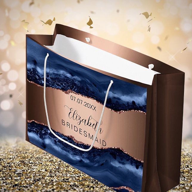 Sacola Para Presentes Grande Damas de honra de ágata azul cobre (Criador carregado)
