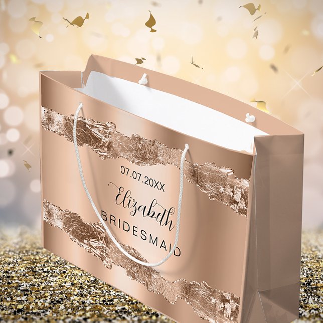 Sacola Para Presentes Grande Damas de rosa em ouro com ágata (Criador carregado)