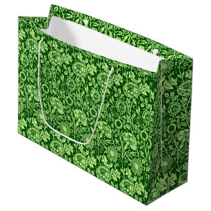 Sacola Para Presentes Grande Damasco do cravo de Nouveau da arte, Forest Green