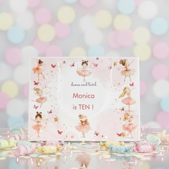 Sacola Para Presentes Grande Dança e balé de bailarina giratória (Criador carregado)